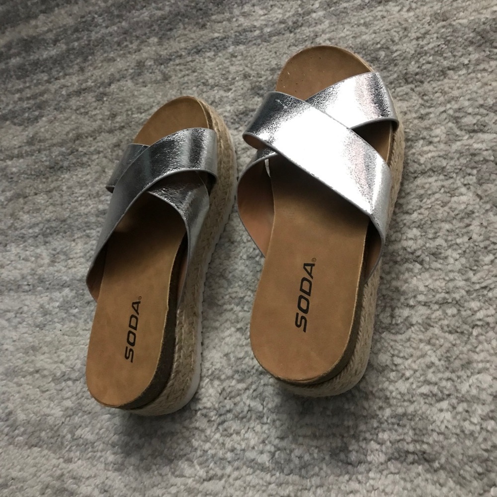 Silver platform sandals